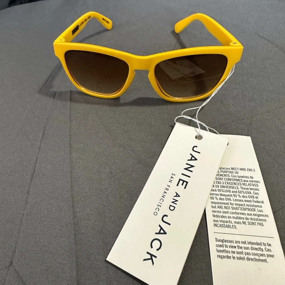 Janie and Jack Bright Yellow Kids Sunglasses with Brown Gradient Lenses
